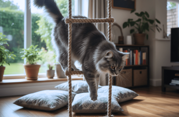 activité-pour-chat-échelle