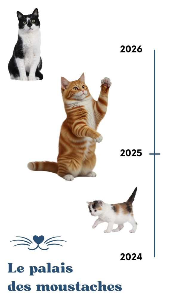 Frise chronologique avec photos de chats